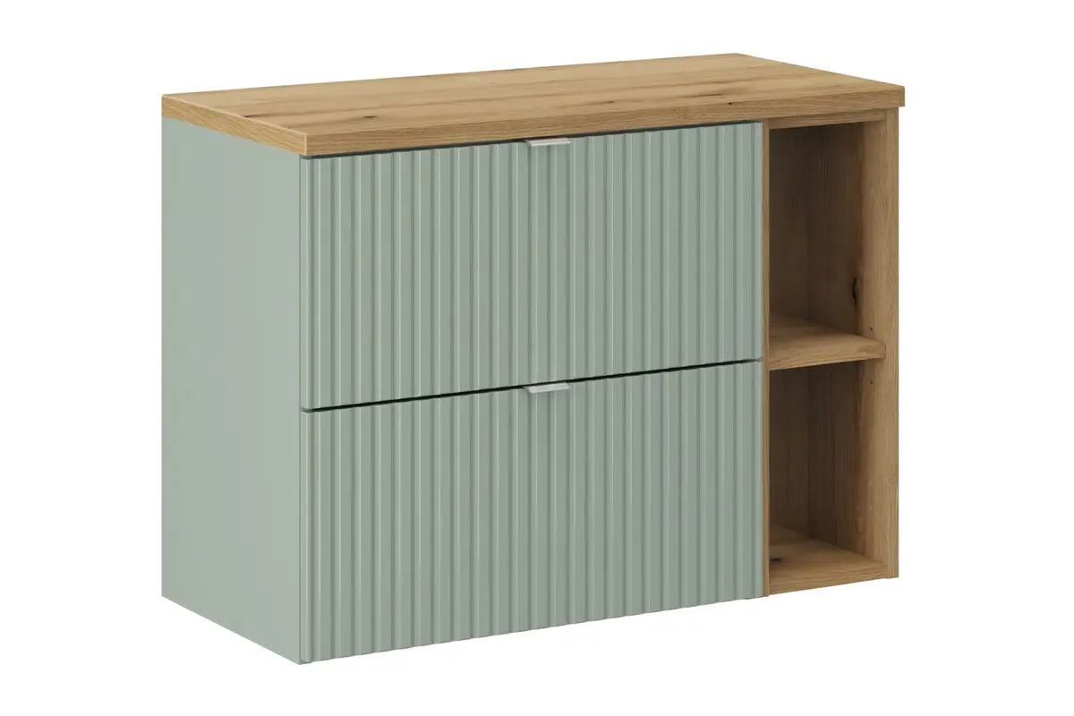 Comad Závěsná skříňka pod umyvadlo Line Reed Green I s deskou 80 cm zelená/dub evoke