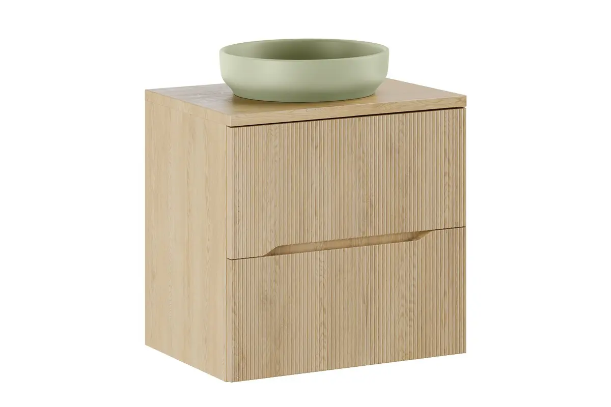 Comad Koupelnová skříňka s deskovým umyvadlem Nordic Cremona 60 dub cremona/zelená mat