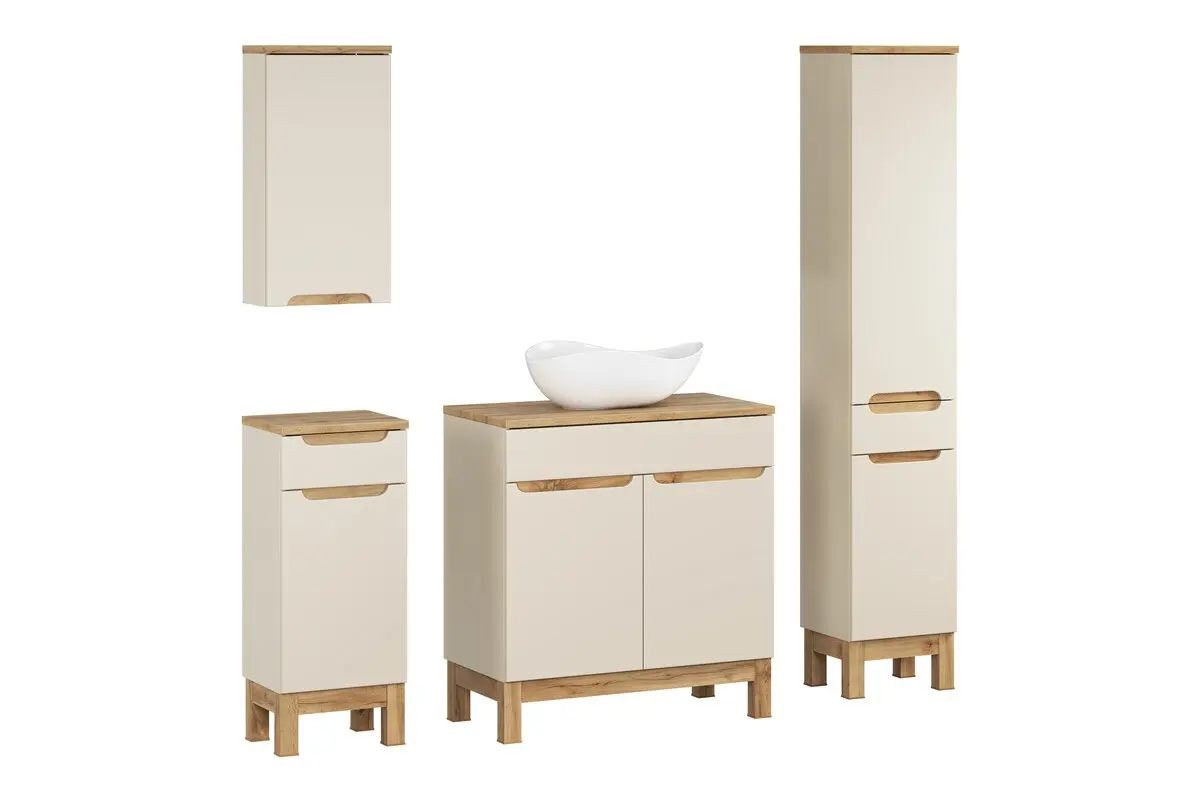 Comad Koupelnová sestava Bali Casad Cloud s deskou, umyvadlem a skříňkami 80 cm kašmírová/dub wotan