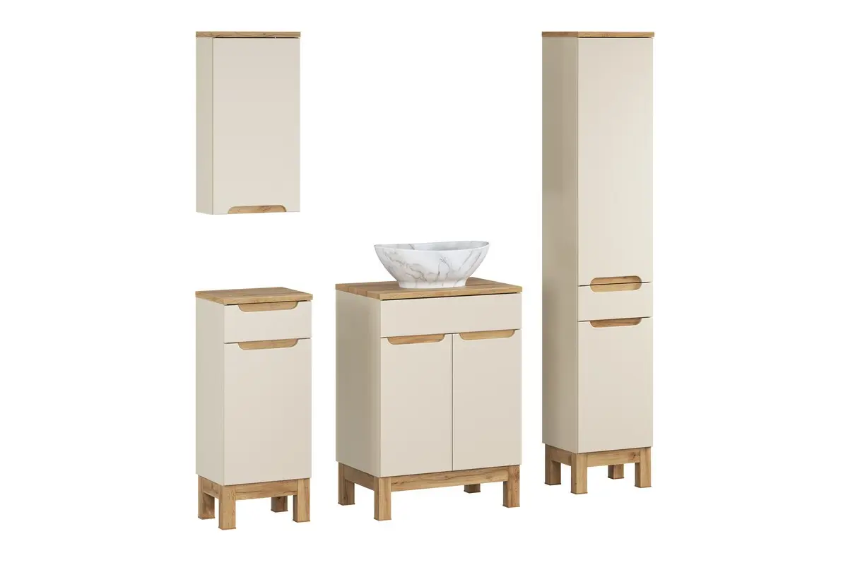Comad Koupelnová sestava Bali Casad Pati s deskou, umyvadlem a skříňkami 60 cm kašmírová/dub wotan