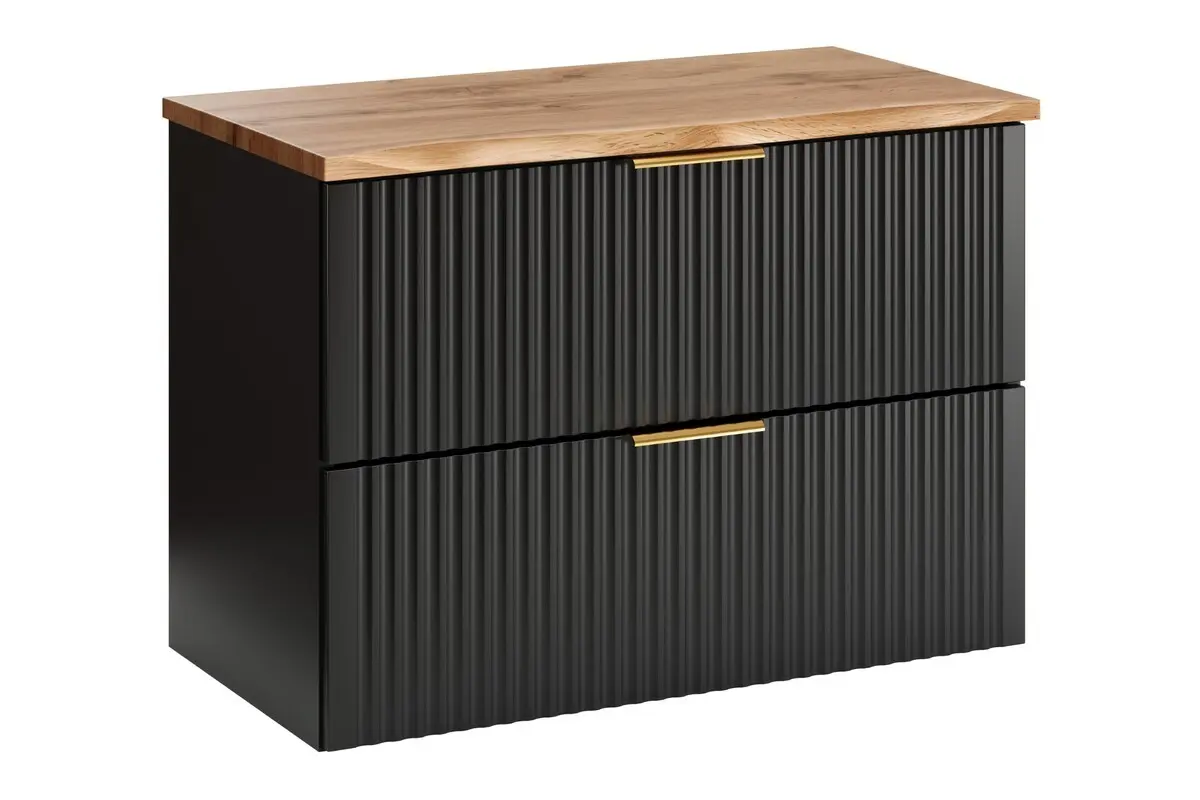 Comad Závěsná skříňka Casad Nature s deskou 80 cm černá/dub wotan