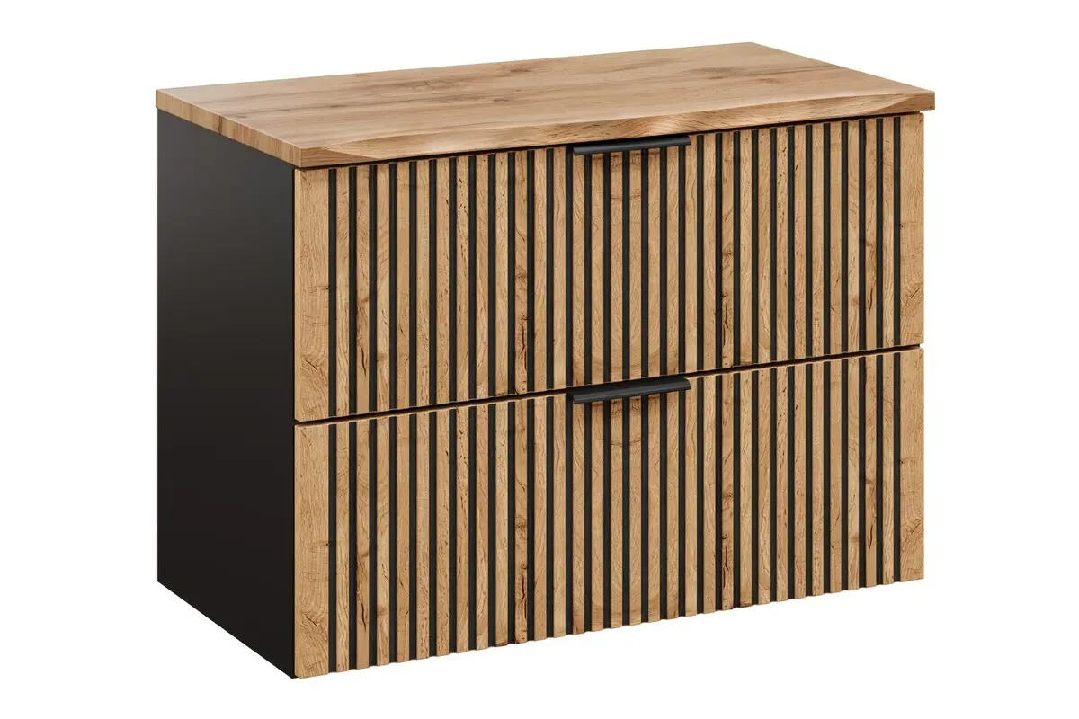 Comad Závěsná skříňka Casad Nature s deskou 80 cm dub wotan/černá