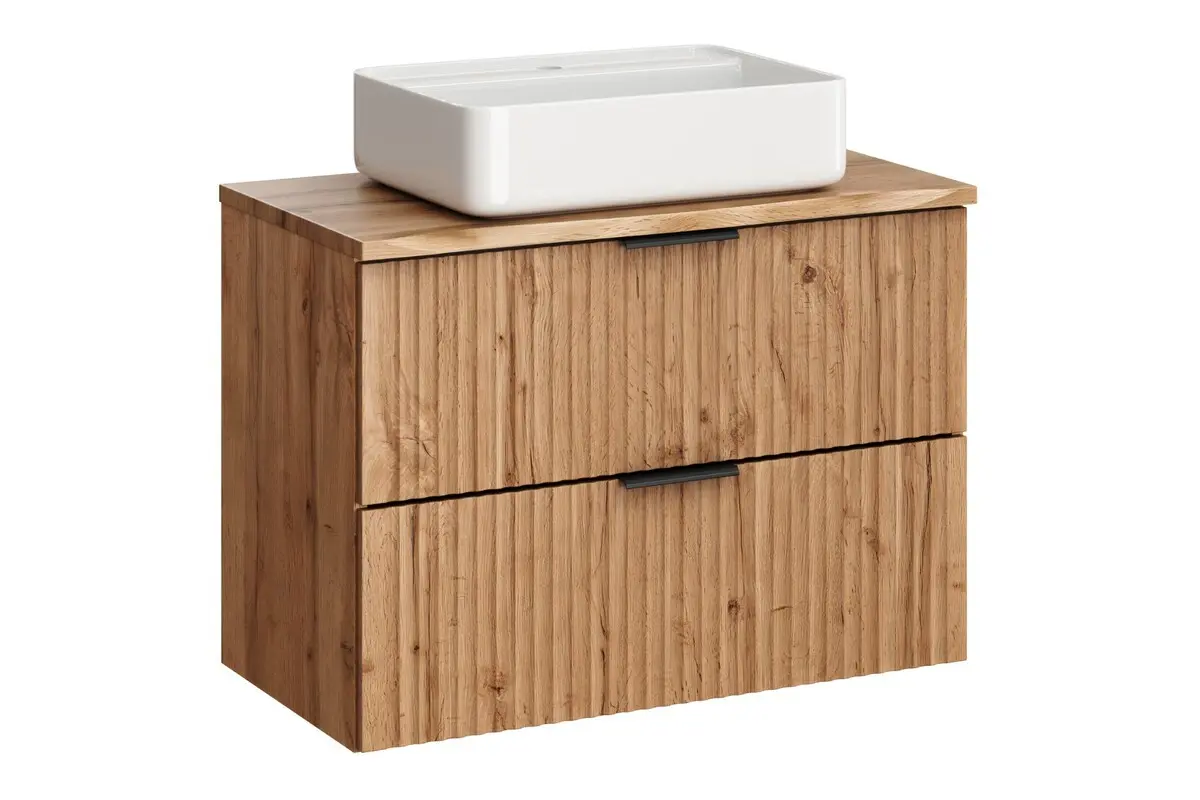 Comad Závěsná skříňka Casad Nature Magic s deskou a umyvadlem 80 cm dub wotan