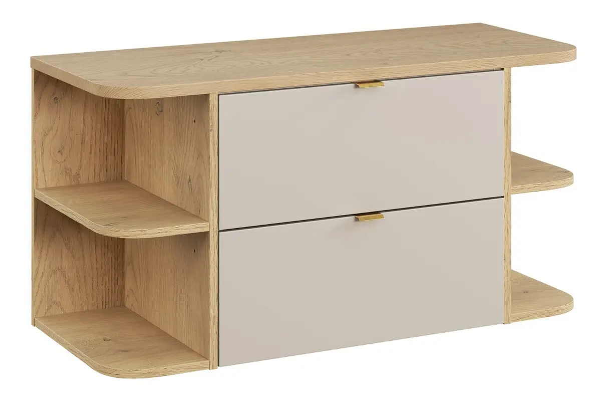 Comad Závěsná skříňka pod umyvadlo Dalia Cashmere Ovalia s deskou 100 cm kašmírová/dub cremona
