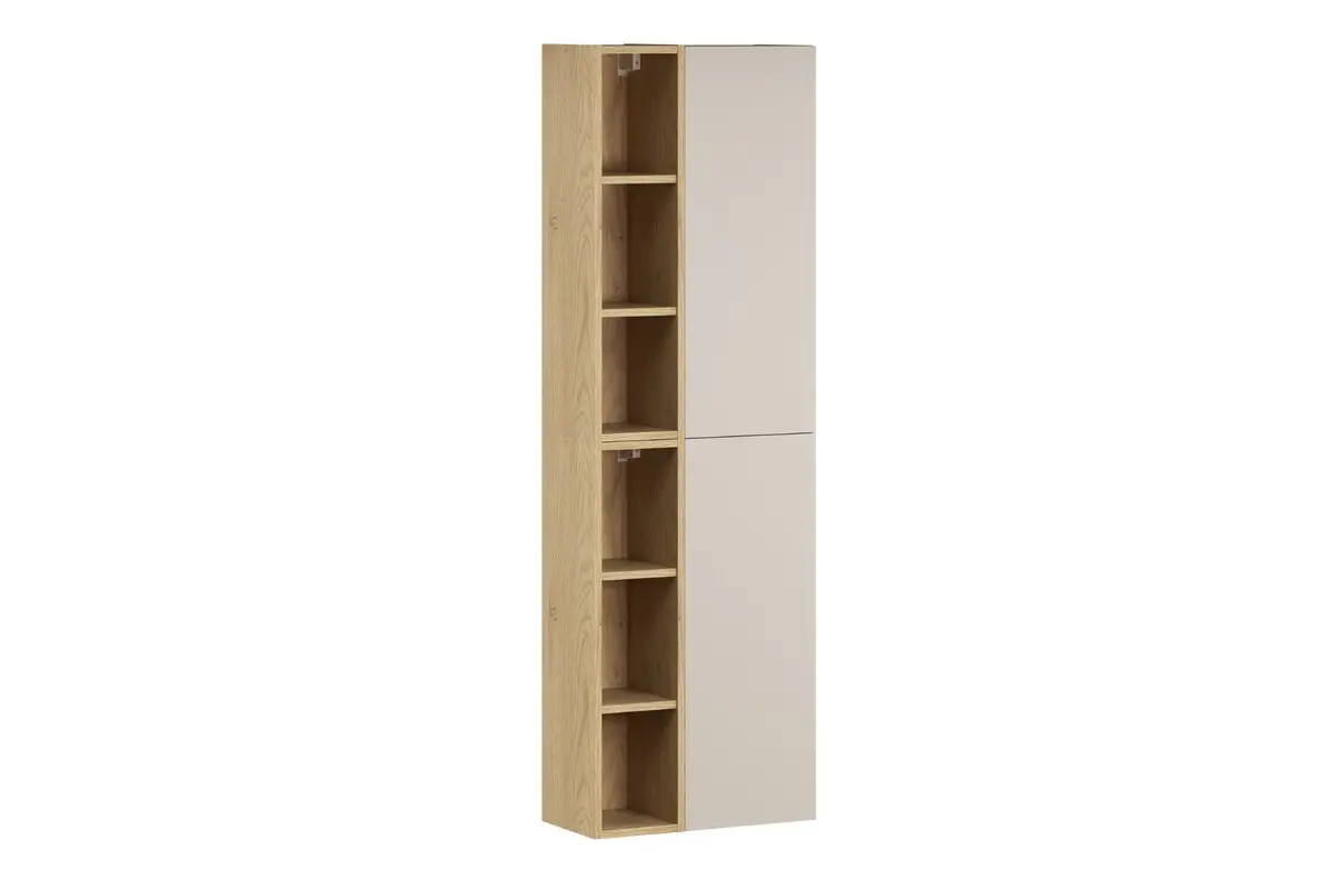 Comad Závěsná horní vysoká koupelnová skříňka Dalia Cashmere 50 cm kašmírová/dub cremona