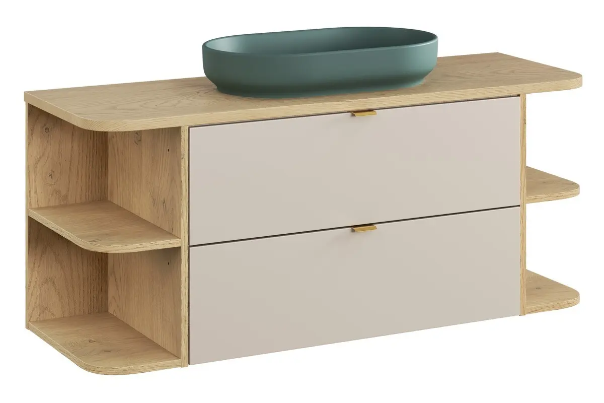 Comad Koupelnová skříňka s deskovými umyvadly set Dalia Cashmere 120 kašmír/dub cremona