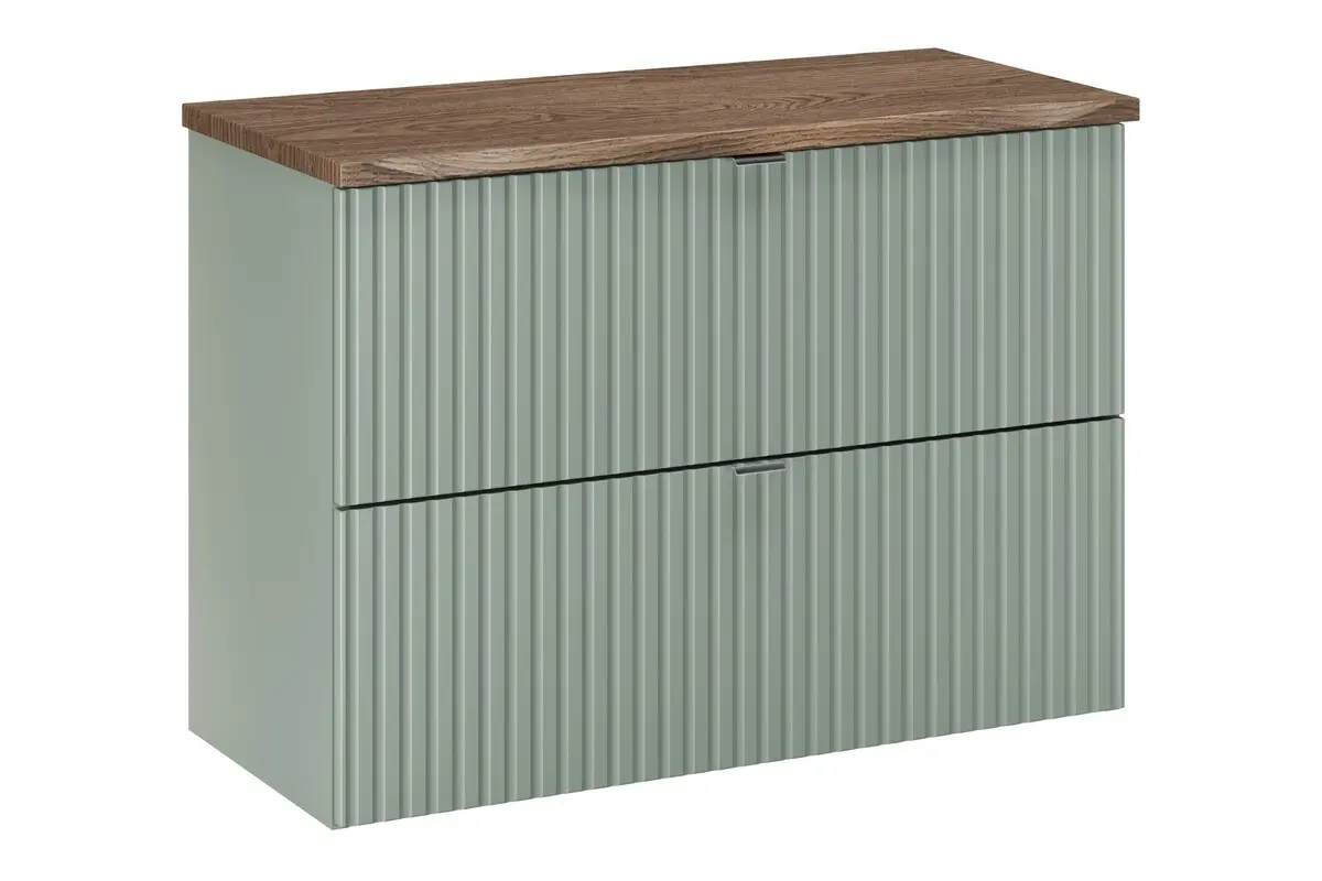 Comad Závěsná skříňka pod umyvadlo Line Reed Green s deskou 80 cm zelená/dub casella