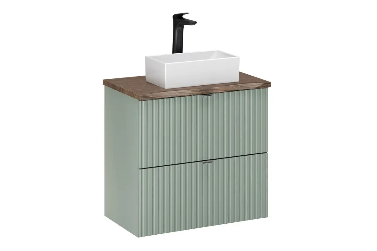 Comad Závěsná skříňka Line Reed Green Gaja s deskou a umyvadlem 60 cm zelená/dub casella