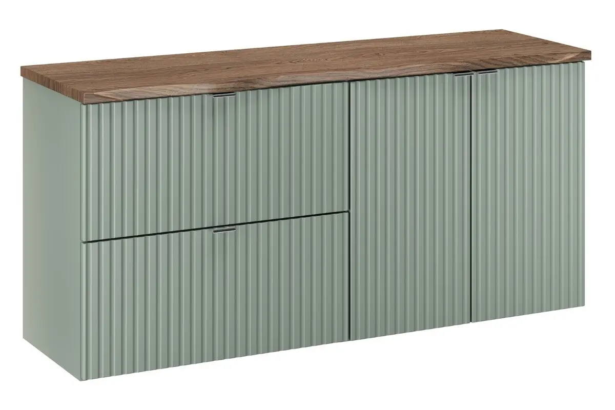 Comad Závěsná skříňka pod umyvadlo Line Reed Green s deskou 120 cm zelená/dub casella