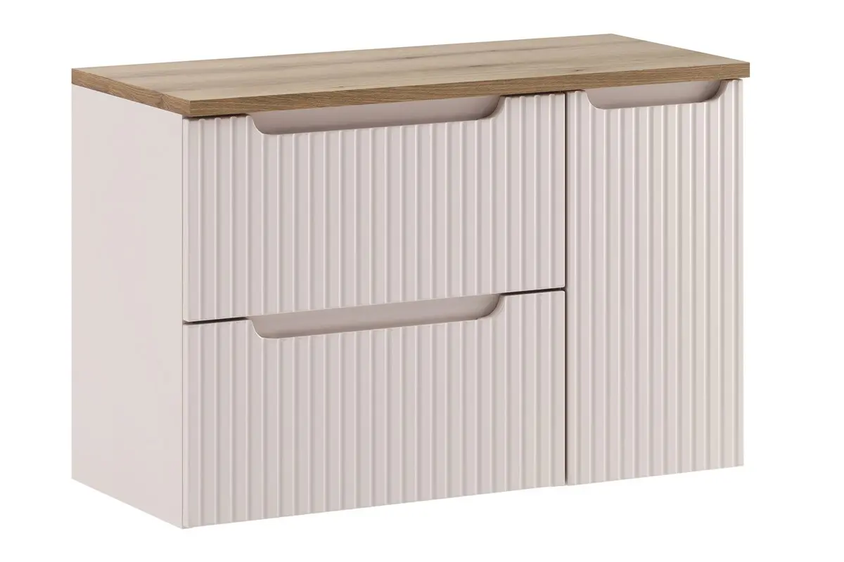 Comad Závěsná skříňka pod umyvadlo Nova Cashmere s deskou 90 cm kašmírová/dub evoke