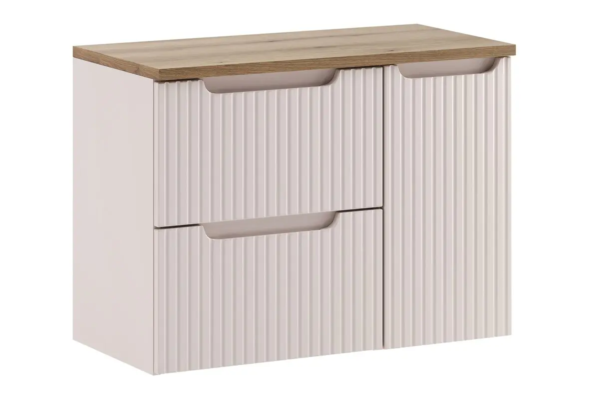 Comad Závěsná skříňka pod umyvadlo Nova Cashmere I s deskou 80 cm kašmírová/dub evoke