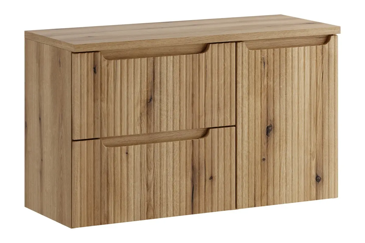 Comad Závěsná skříňka pod umyvadlo Nova s deskou a košem na prádlo 100 cm dub coast evoke