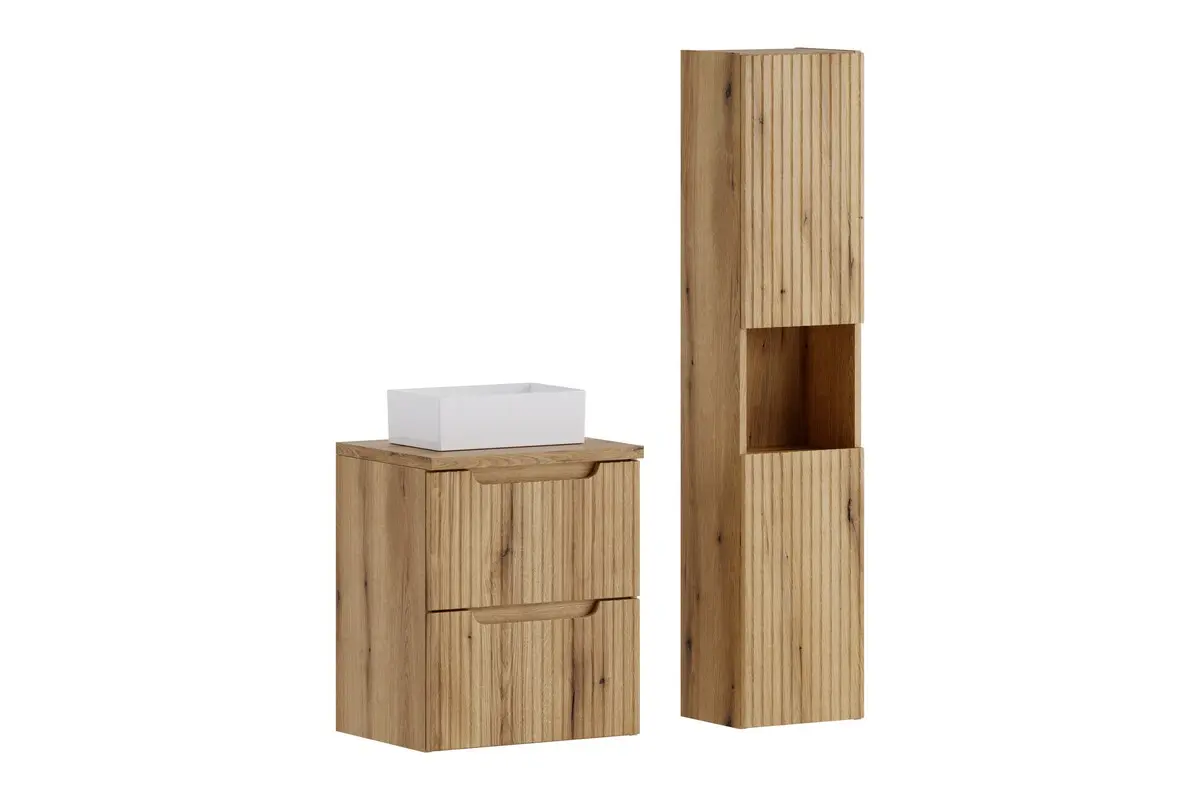 Comad Koupelnová sestava Nova Gaja s deskou, umyvadlem a skříňkami 50 cm dub coast evoke