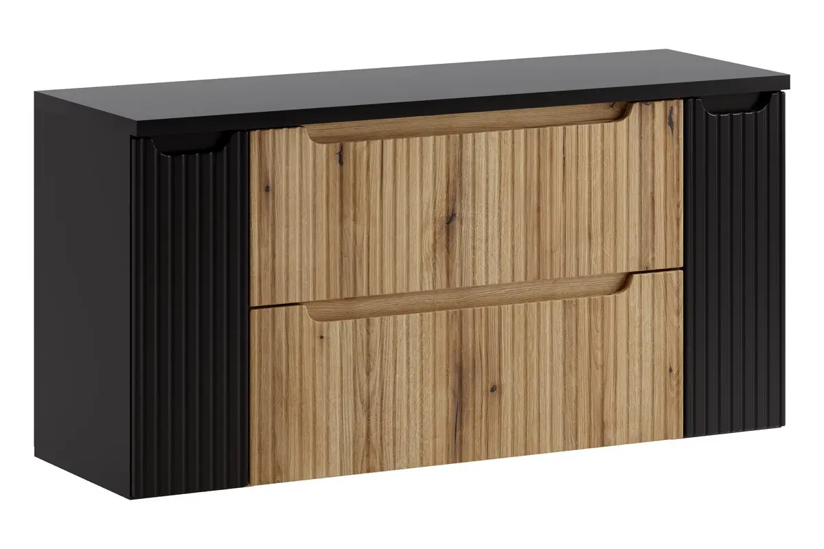 Comad Závěsná skříňka pod umyvadlo Nova s deskou 120 cm dub coast evoke/černá