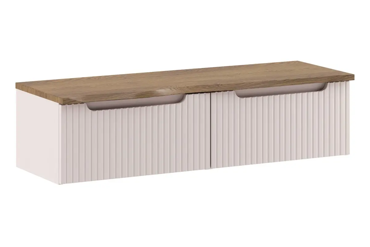 Comad Závěsná skříňka pod umyvadlo Nova Cashmere s deskou 120 cm kašmírová/dub casella