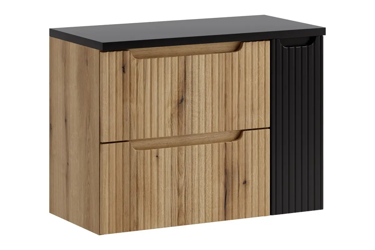 Comad Závěsná skříňka pod umyvadlo Nova s deskou 80 cm dub coast evoke/černá