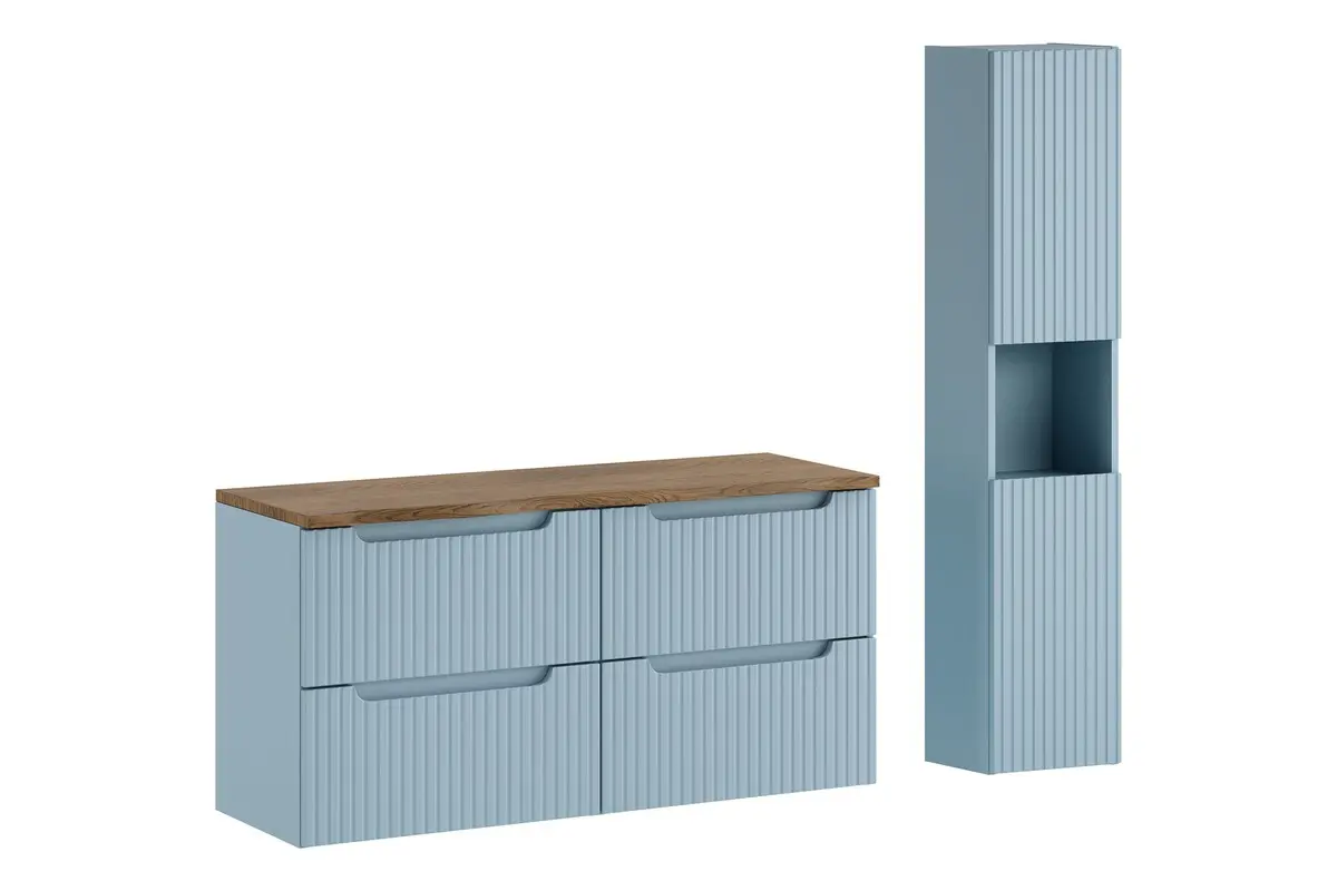 Comad Koupelnová sestava Nova Denim s deskou a skříňkami 120 cm modrá/dub casella