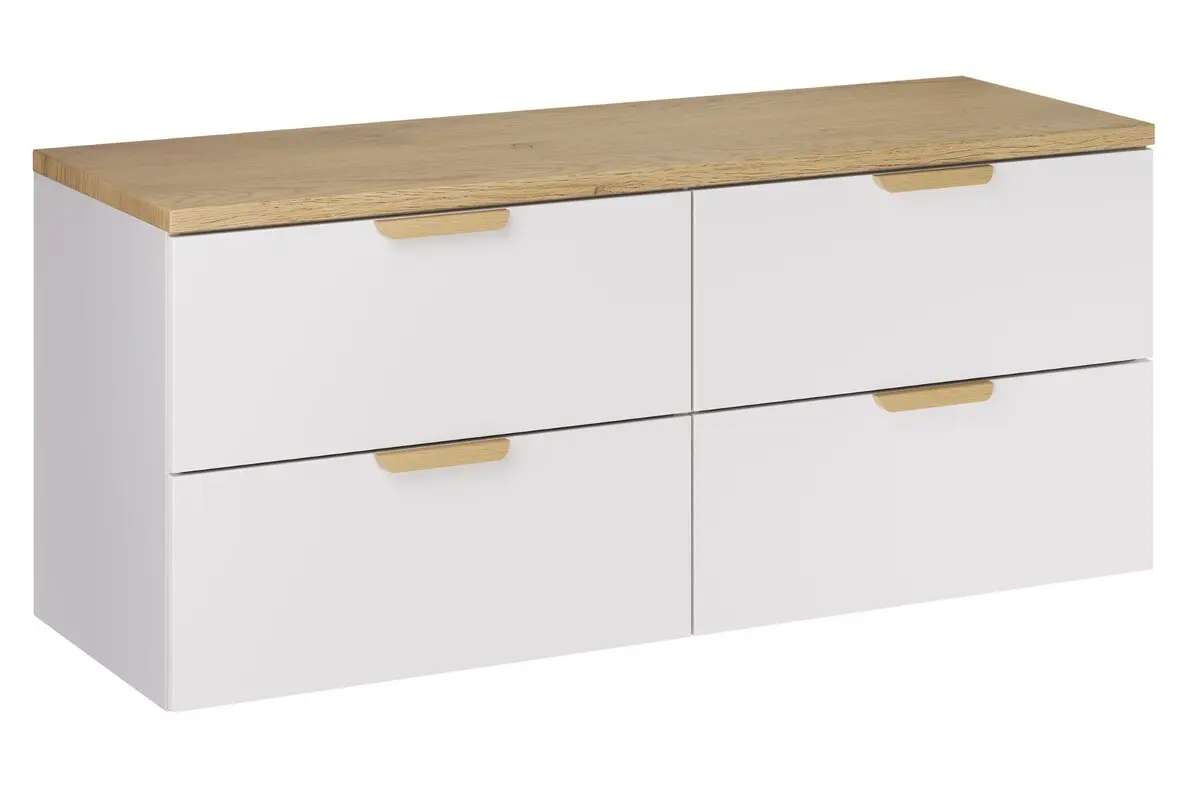 Comad Závěsná skříňka pod umyvadlo Aster Nordic s deskou 120 cm bílá/dub cremona