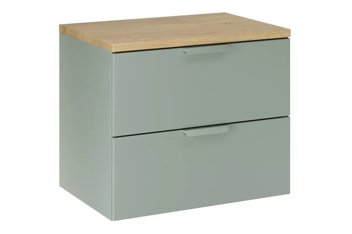 Comad Závěsná skříňka pod umyvadlo Aster s deskou 60 cm zelená/dub cremona