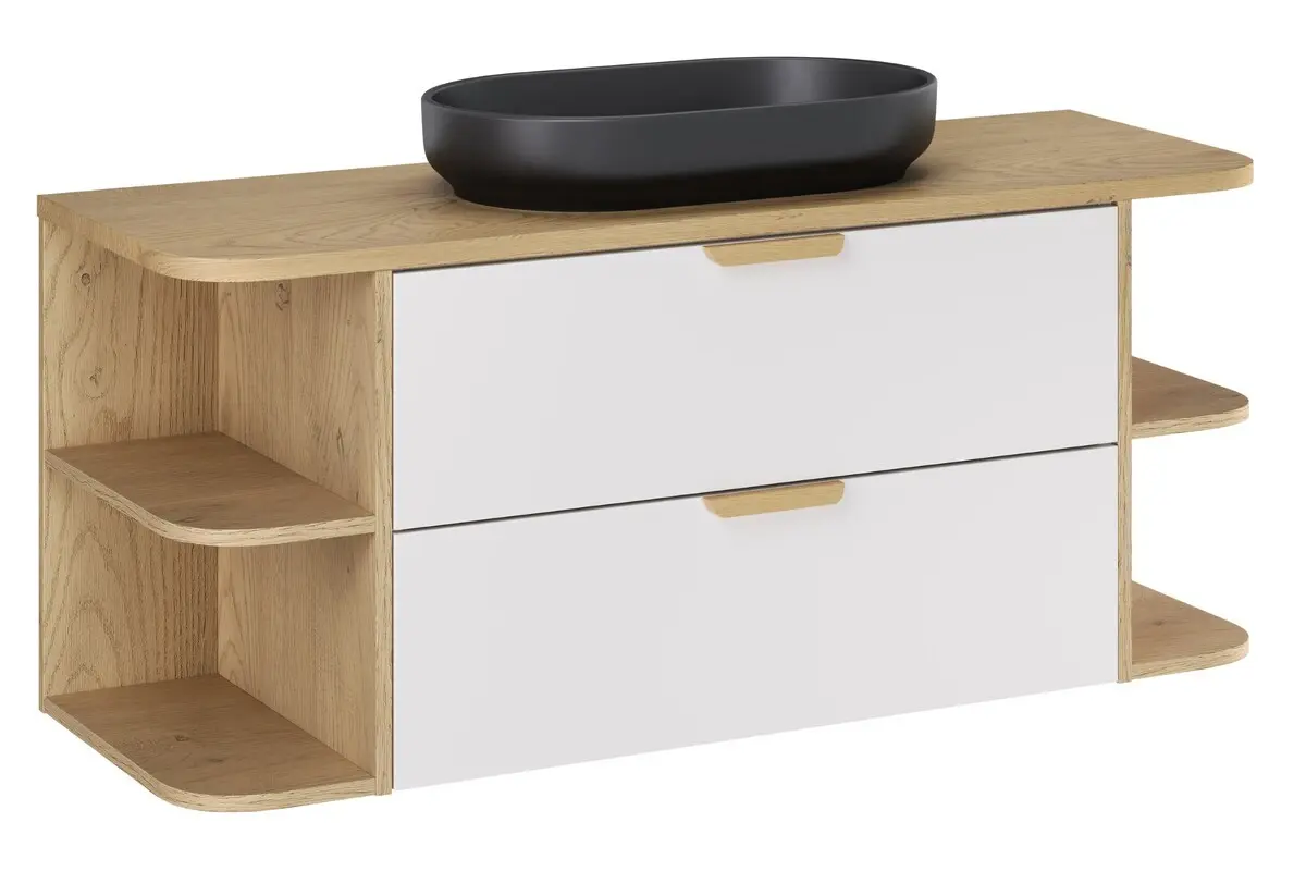 Comad Závěsná koupelnová skříňka Aster River s umyvadlem 120 cm dub cremona/bílá