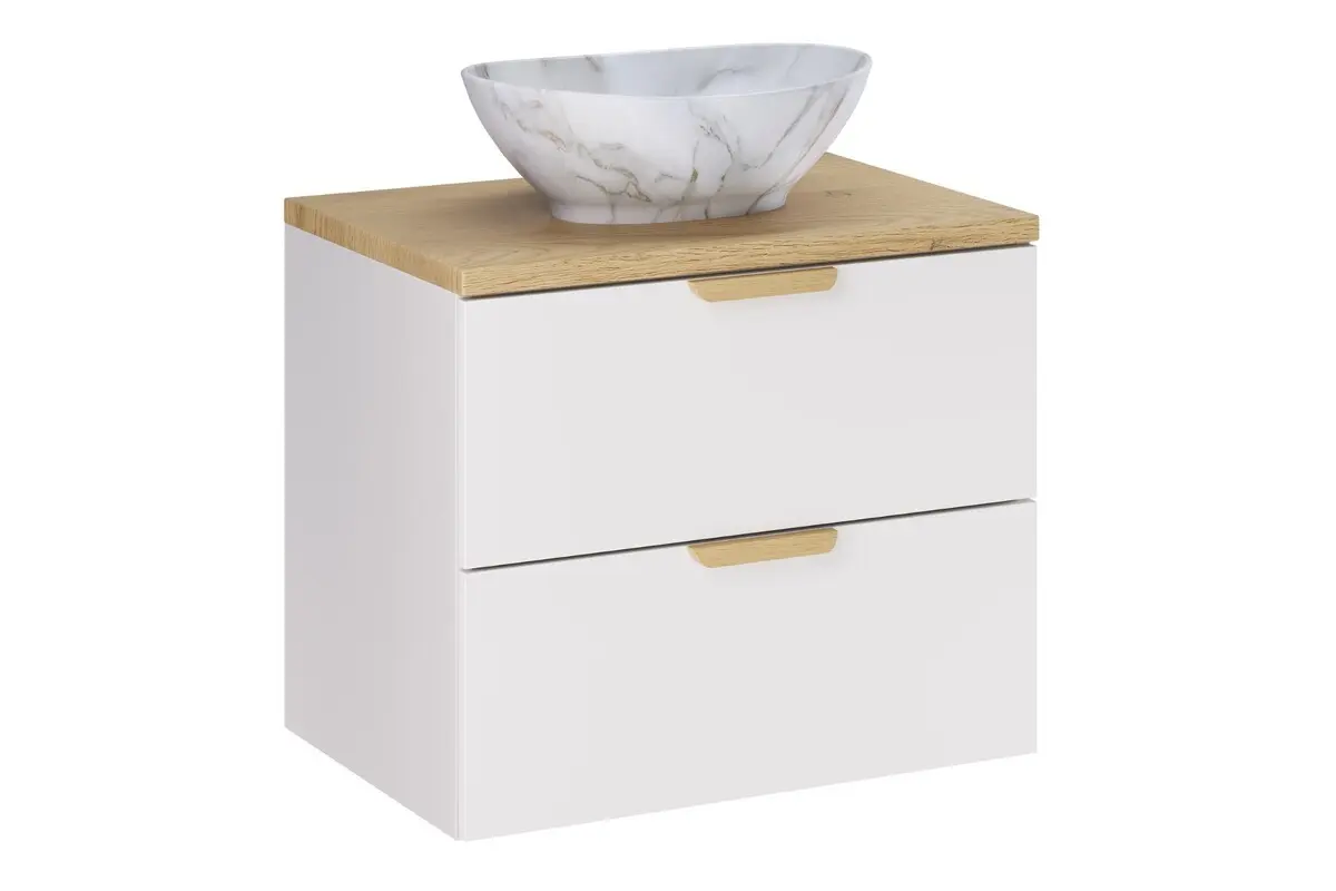 Comad Závěsná skříňka Aster Pati s deskou a umyvadlem 60 cm bílá/dub cremona