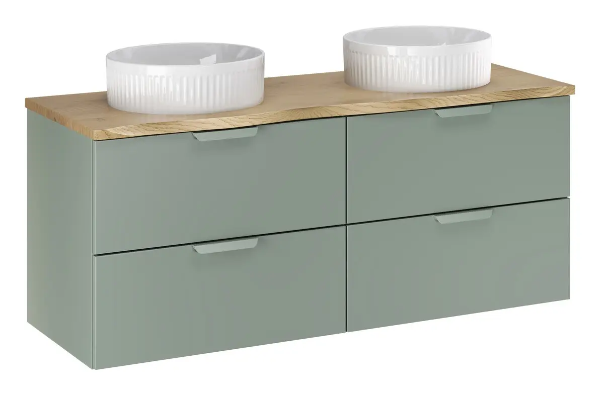 Comad Závěsná skříňka Aster Nature Beyond s deskou a umyvadly 120 cm zelená/dub cremona