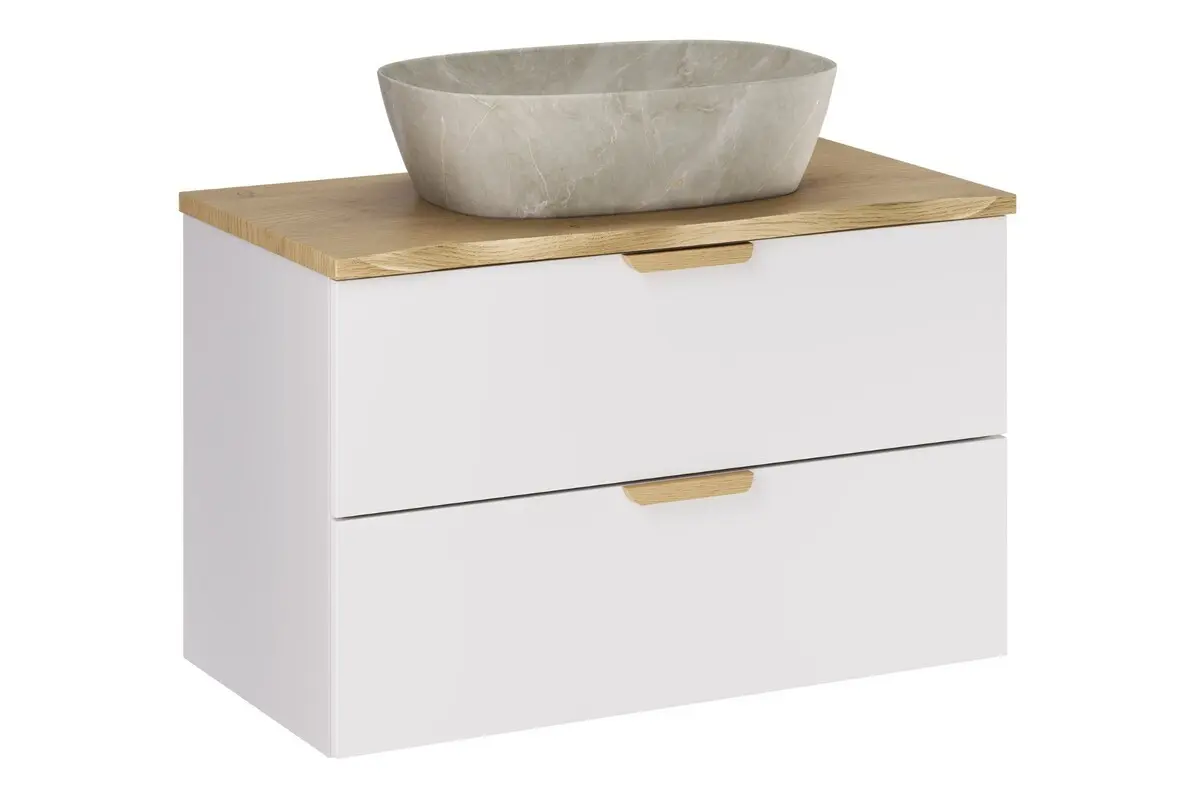 Comad Závěsná skříňka Aster Nature Anna s deskou a umyvadlem 80 cm bílá/dub cremona