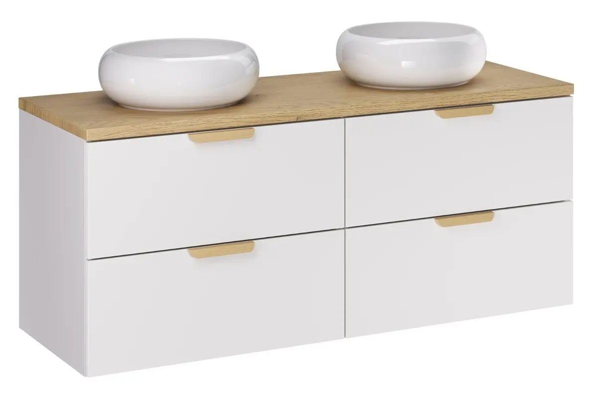 Comad Závěsná skříňka pod umyvadlo Aster Nordic Wiki s deskou 120 cm bílá/dub cremona