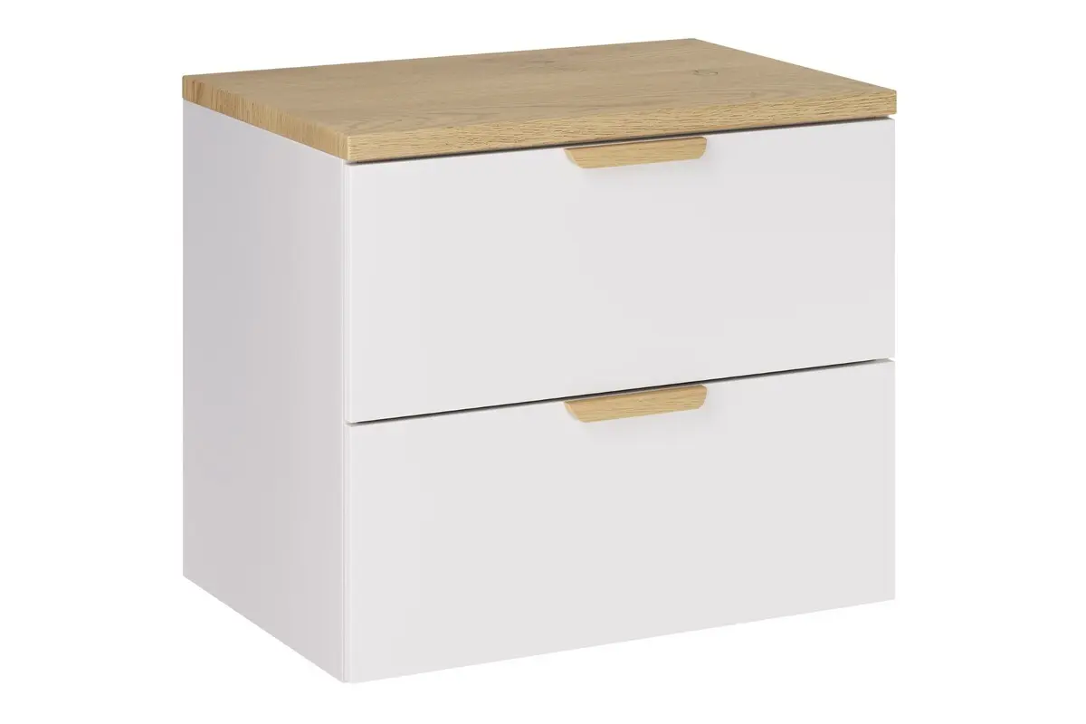 Comad Závěsná skříňka pod umyvadlo Aster s deskou 60 cm bílá/dub cremona