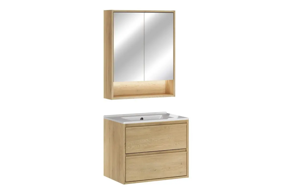 Comad Koupelnová sestava Viola se zápustným umyvadlem a zrcadlem 60 cm dub cremona