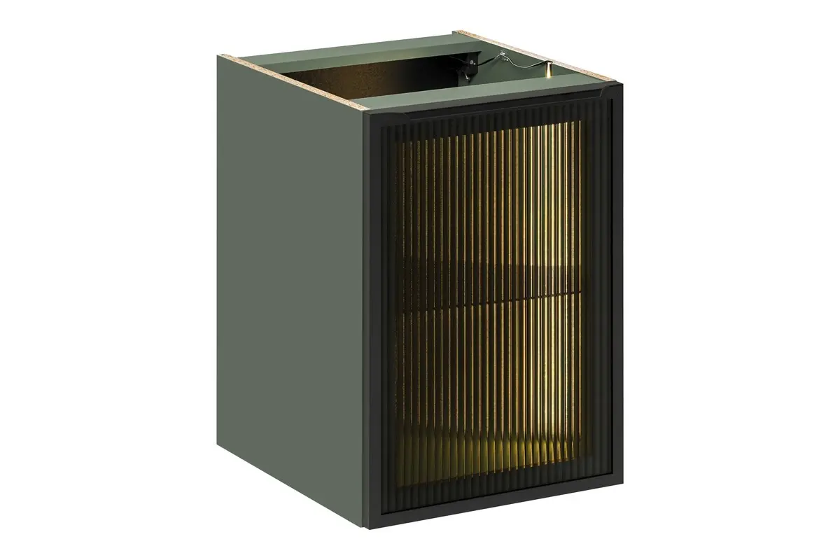 Comad Prosklená závěsná skříňka pod umyvadlo Sombra Green s LED osvětlením 81-40-1DG reed green