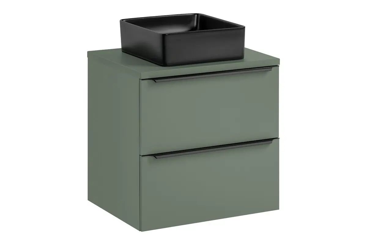 Comad Závěsná skříňka Sombra Green Slim s deskou a umyvadlem 60 cm reed green