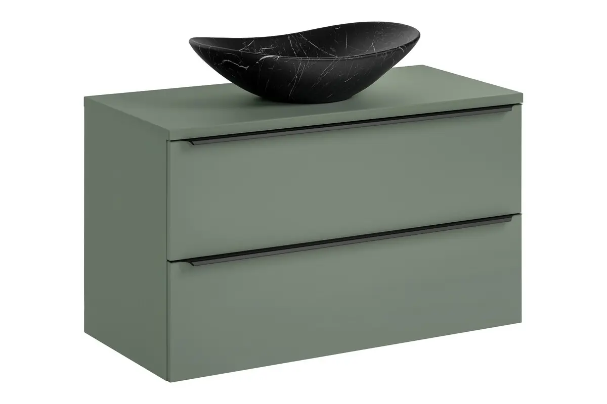 Comad Závěsná skříňka Sombra Green Lena s deskou a umyvadlem 100 cm reed green