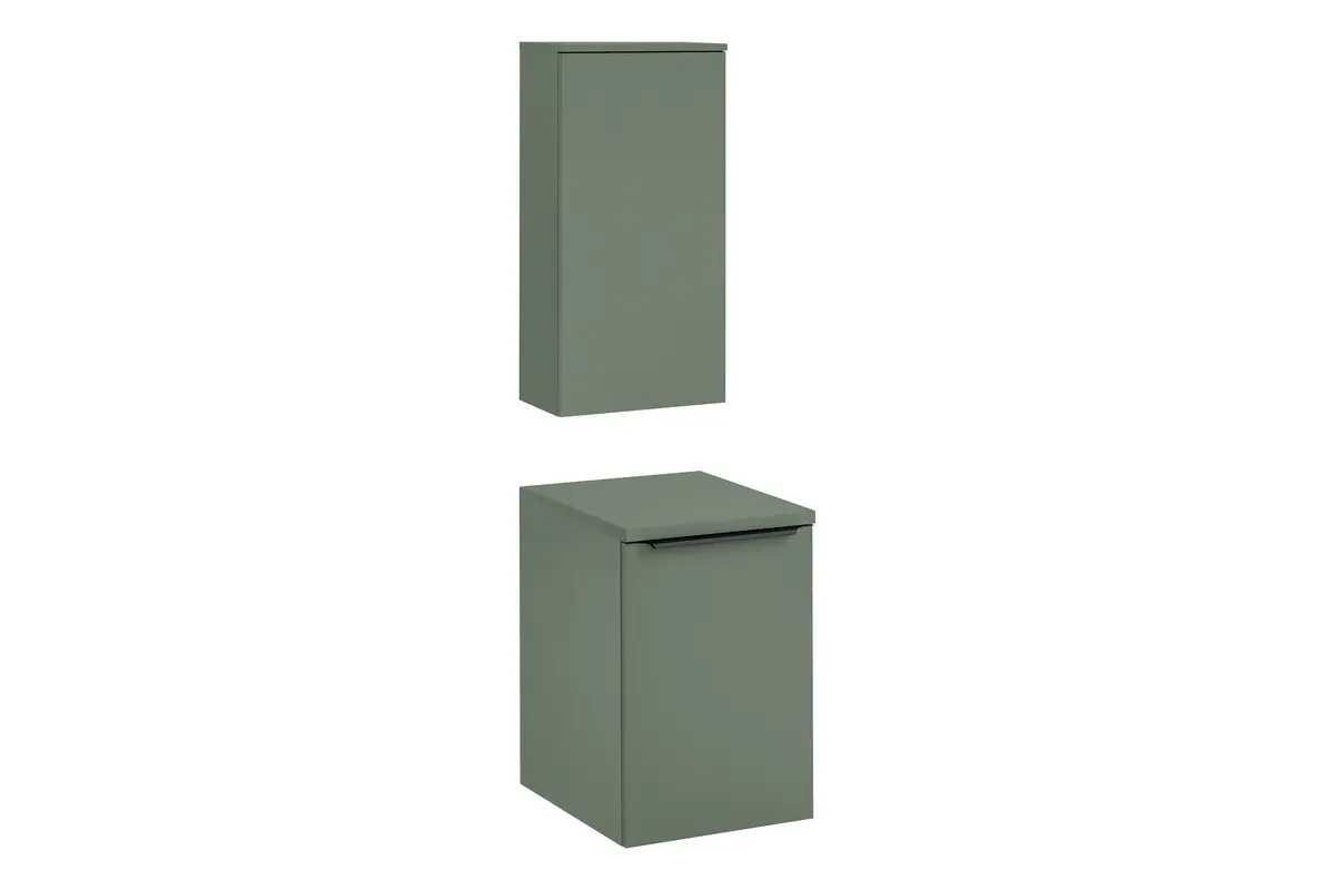 Comad Koupelnová sestava Sombra Green s deskou, košem na prádlo a LED skříňkou 40 cm reed green