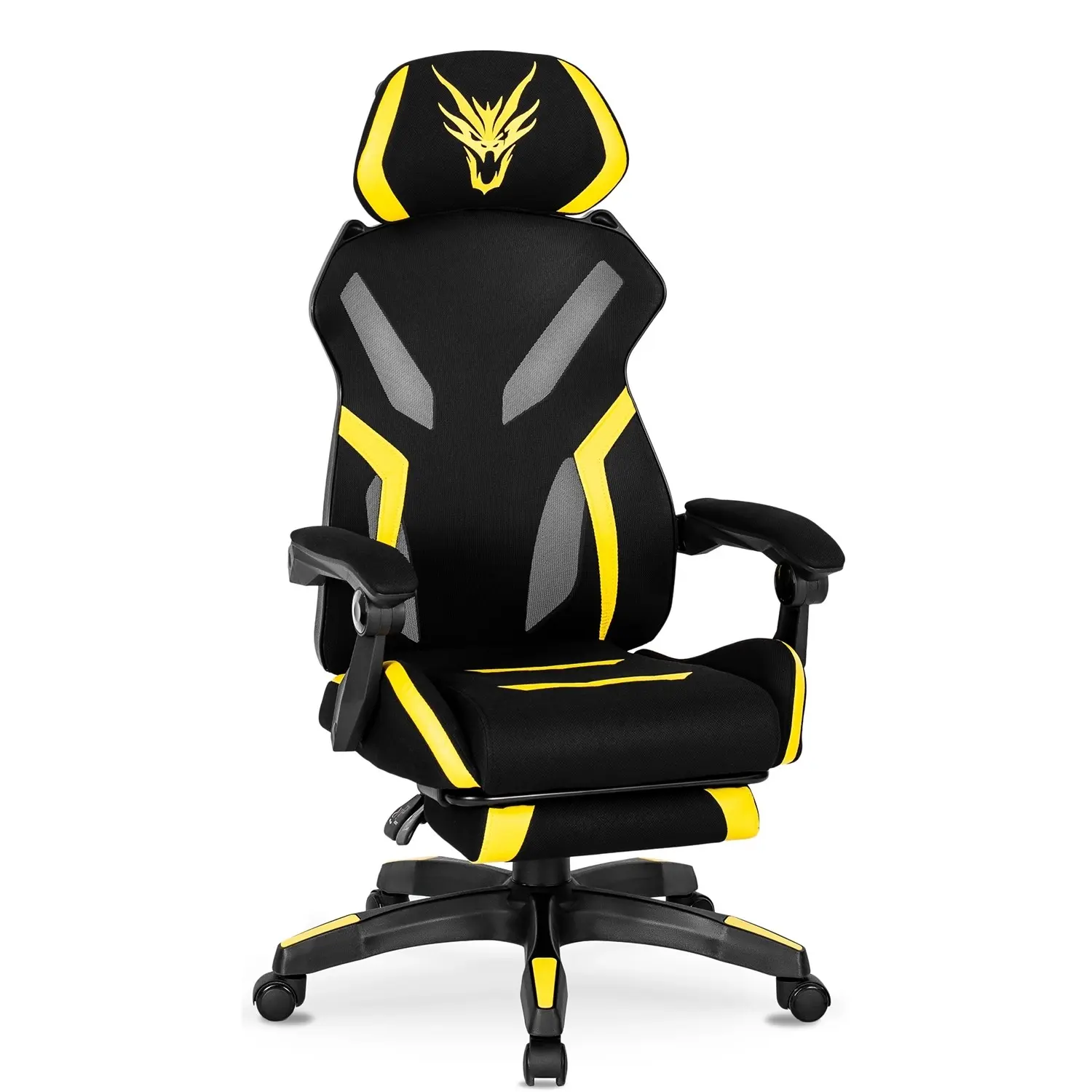 Vivaldi Herní židle Maximo s podnožkou černá/žlutá