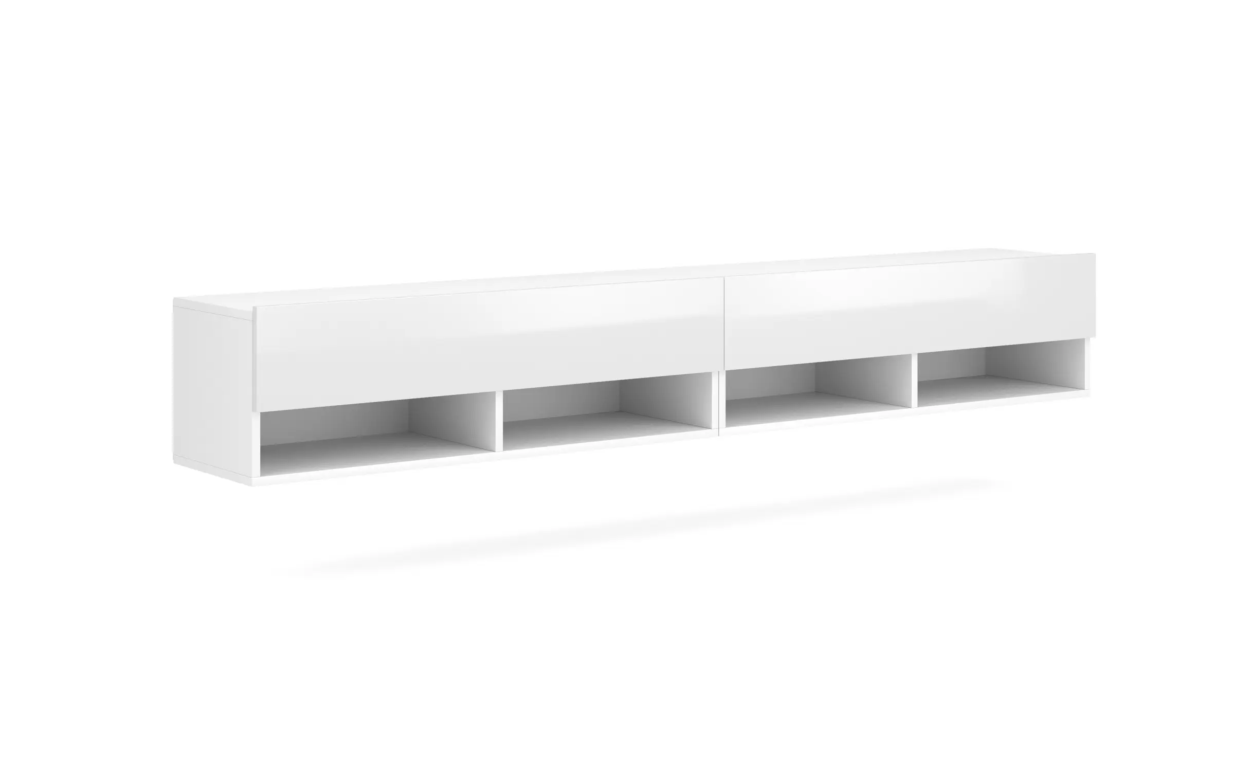 Vivaldi Závěsný TV stolek Derby 200 cm bílý mat/bílý lesk