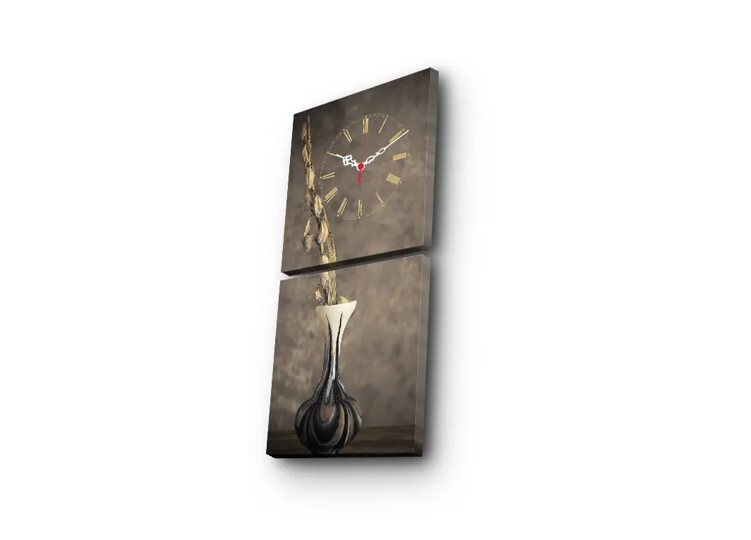 Hanah Home Obrazové nástěnné hodiny Váza 60x28 cm vícebarevné