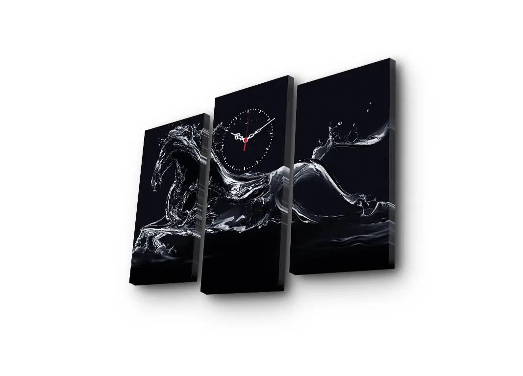 Hanah Home Obrazové nástěnné hodiny Kůň 66x45 cm černo-bílé