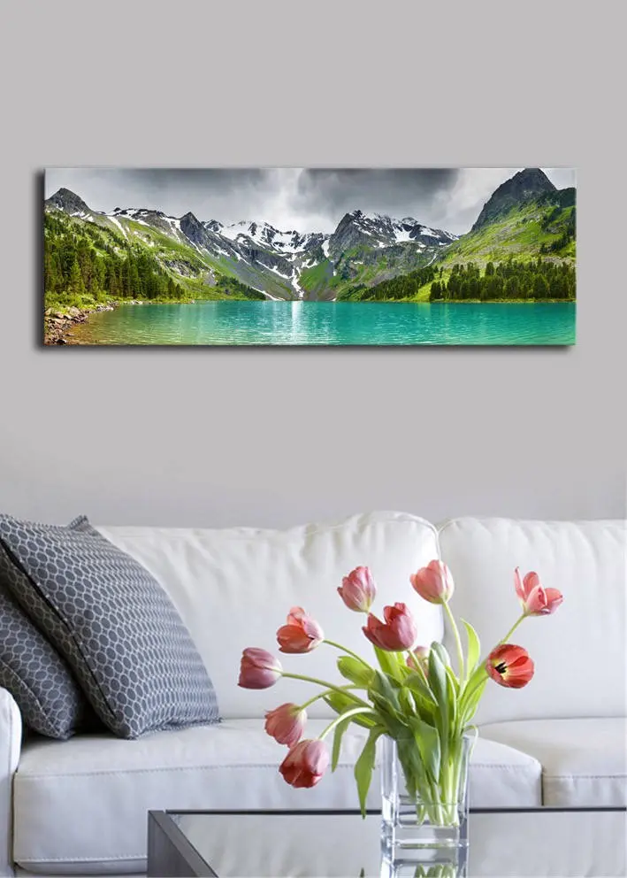 Wallity Obraz s LED osvětlením JEZERO V HORÁCH 5 30 x 90 cm