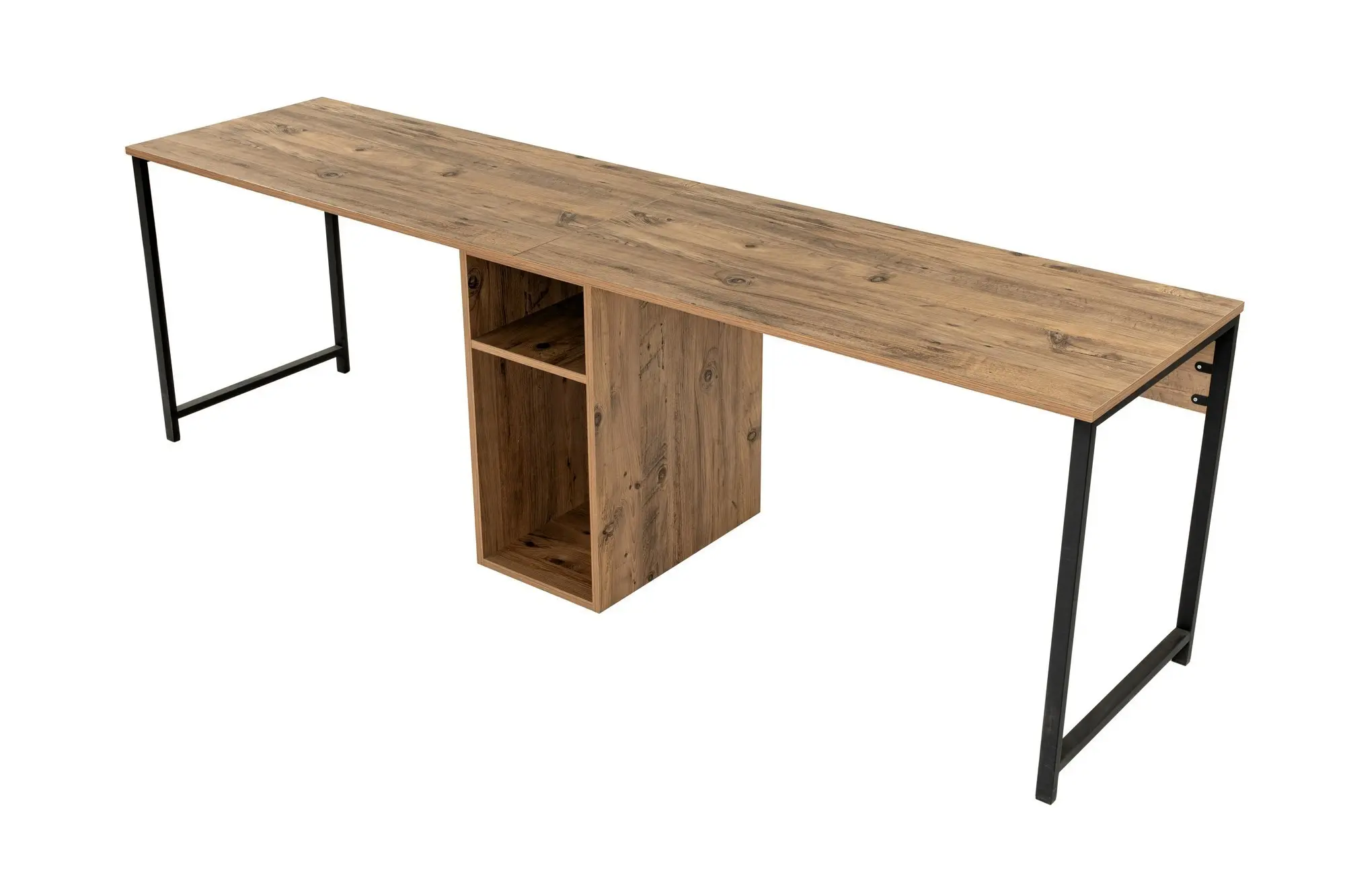 Kalune Design Kancelářská sestava pro 2 osoby TWIN borovice atlantská/černá
