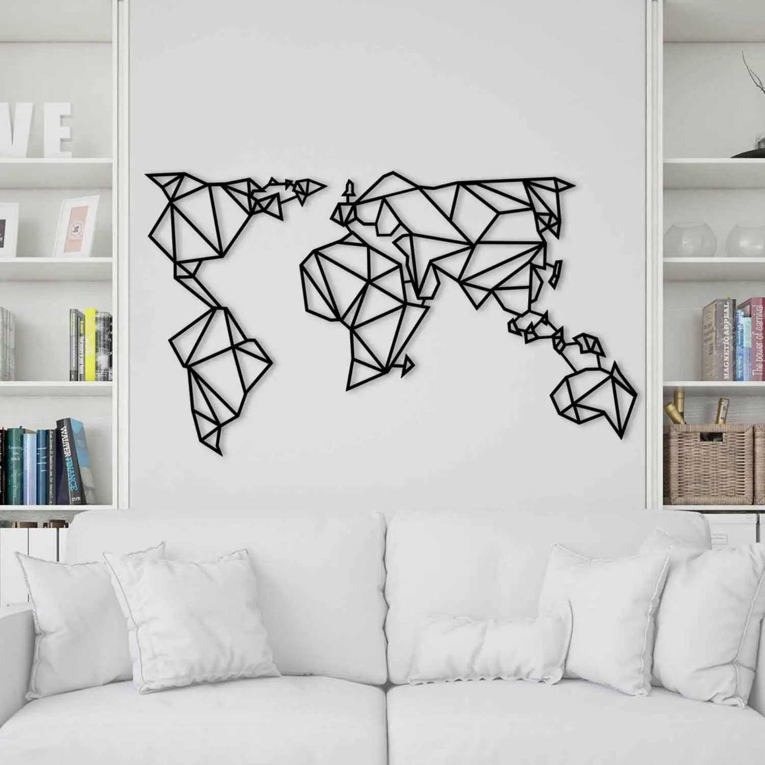 Wallity Nástěnná kovová dekorace World Map Metal Decor 4 černá