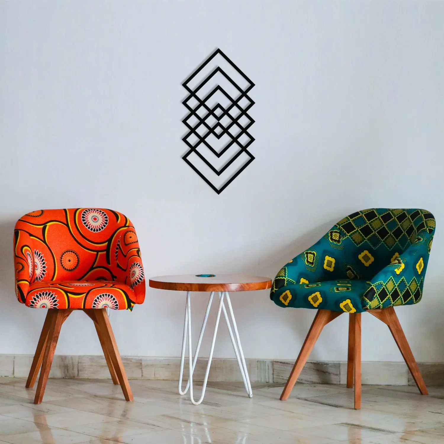 Wallity Nástěnná kovová dekorace Geometry černá