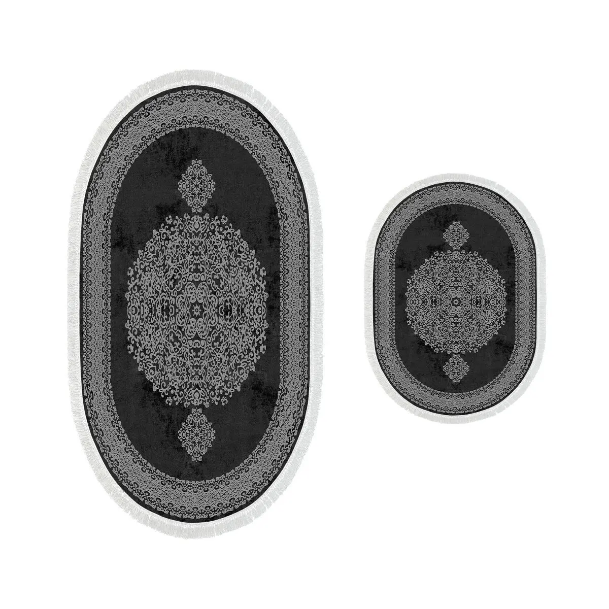 L'essentiel Sada 2 kusů koupelnových podložek Orient Ornamental Black černá