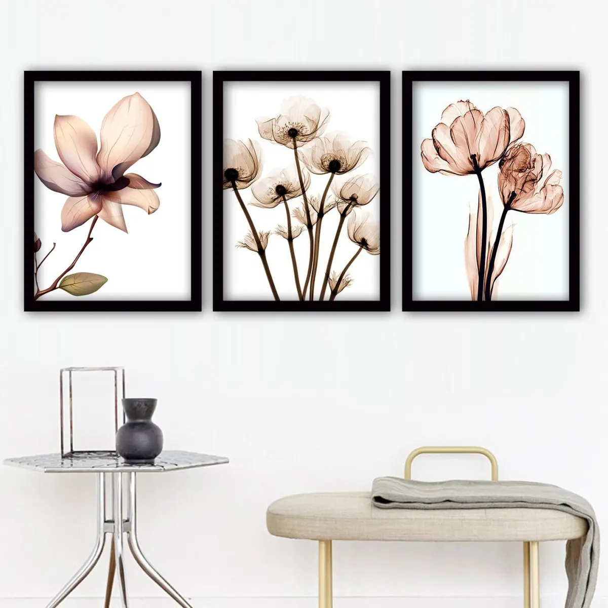 Wallity Sada obrazů Melodia 3 ks 35x45 cm bílo-růžová
