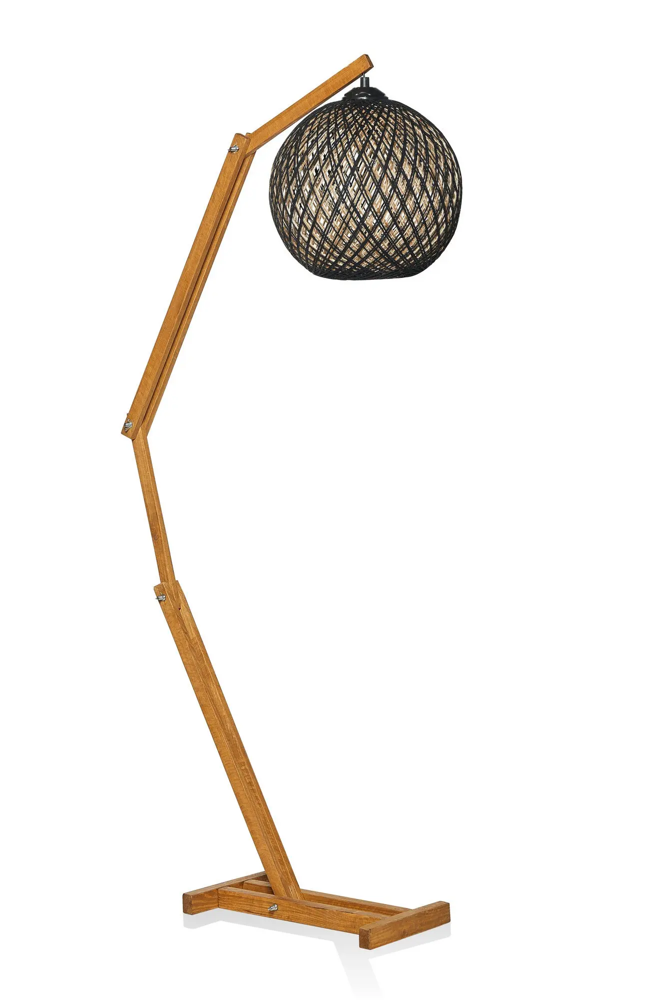 Opviq Stojací lampa Beehive z masivu černá/hnědá