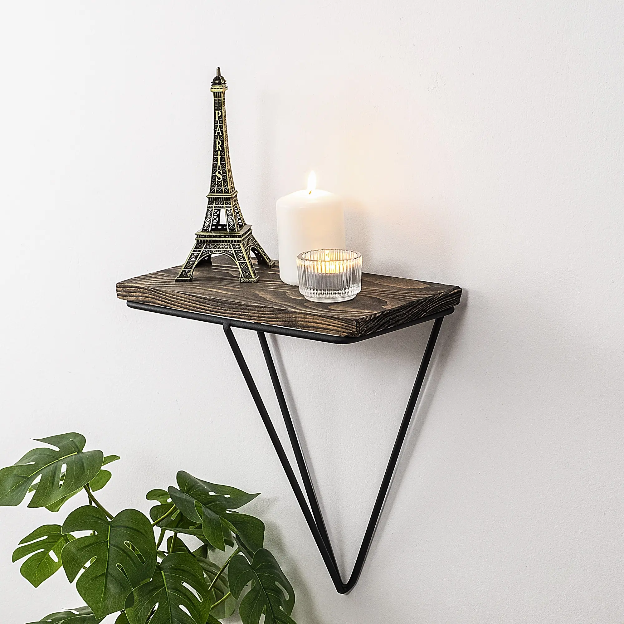 Kalune Design Nástěnná police PHALAENOPSIS tmavý ořech