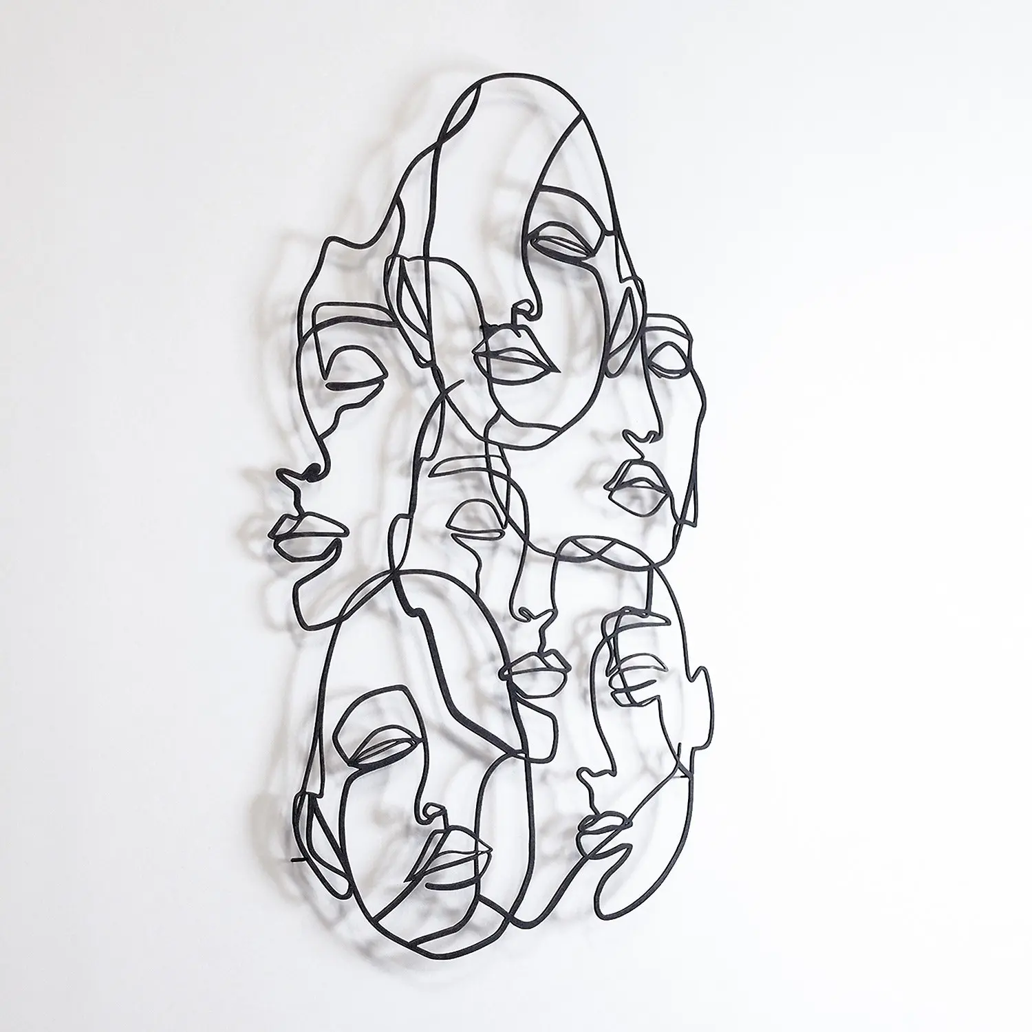 Wallity Nástěnná kovová dekorace Faces Line Art černá