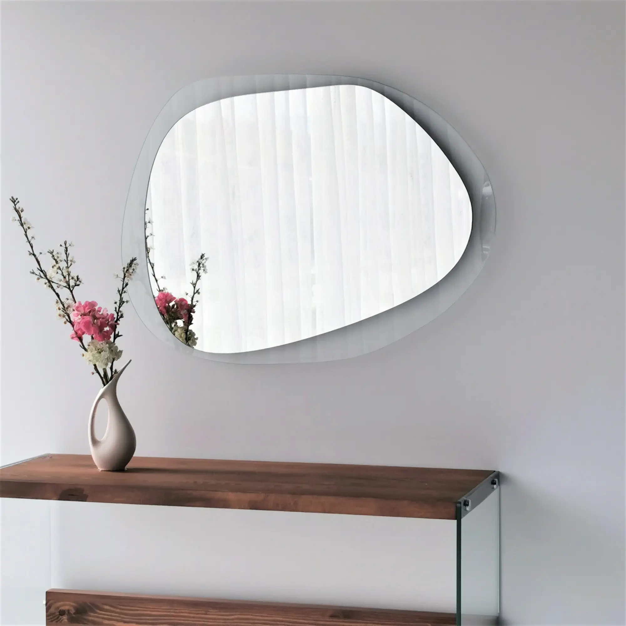 Kalune Design Dekorativní nástěnné zrcadlo Aqua 75x55 cm transparent