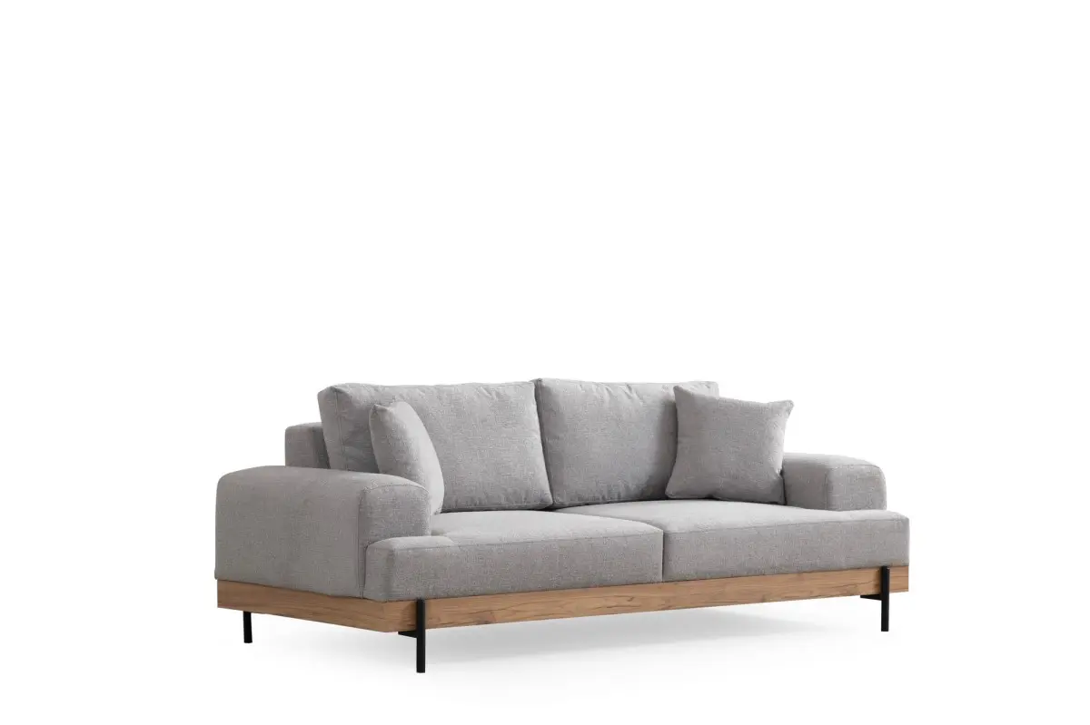 Hanah Home Třímístní pohovka Eti 220 cm šedá/dub přírodní