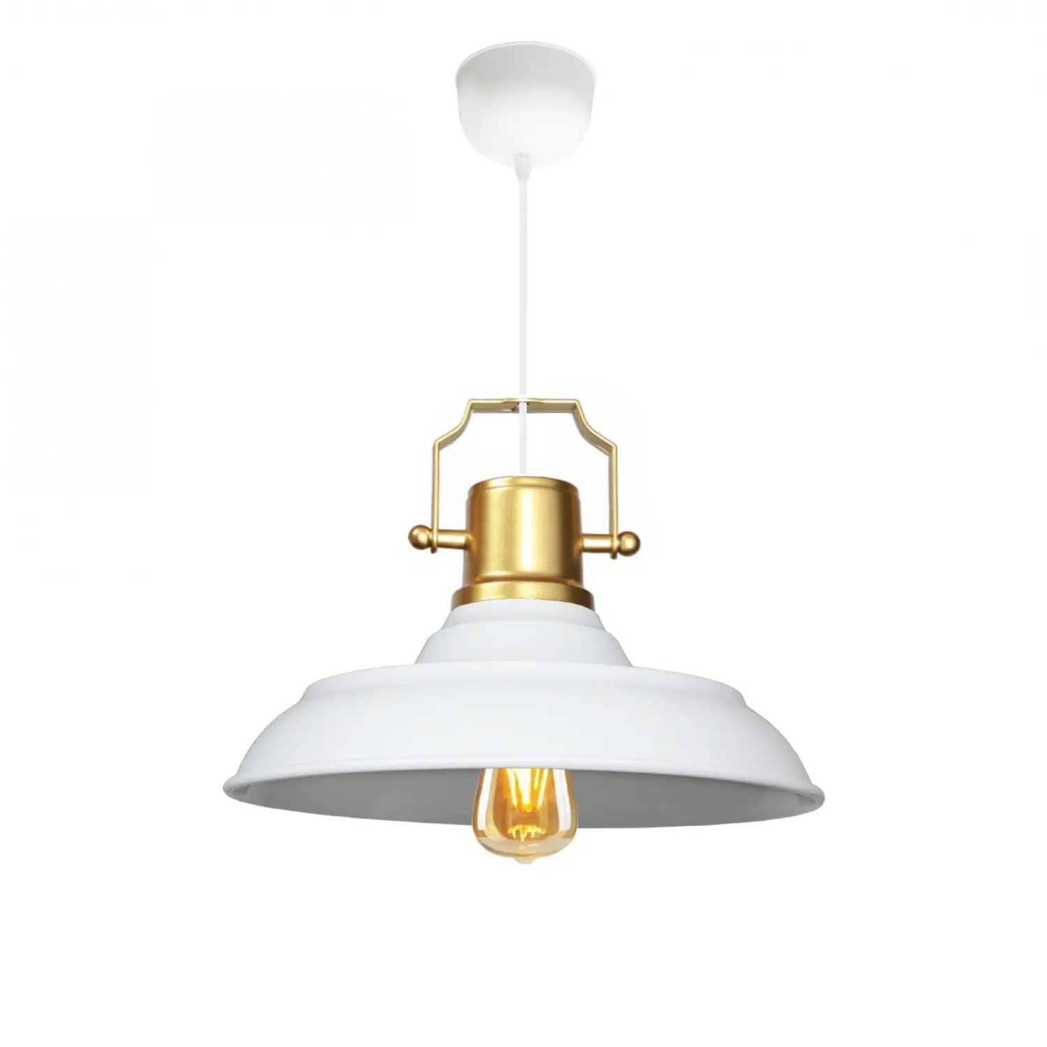 Bílé závěsné svítidlo s kovovým stínidlem ø 25 cm Tarsus – Opviq lights
